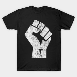 Big White Raised Fist Salute of Unity Solidarity Resistance T-Shirt